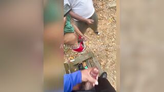 Group of friends masturbating in a park