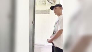 twink  seduces Mature man in the public restroom