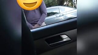 Caught stroking my dick in the car