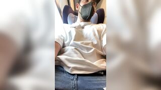 Young dude making a video masturbating on the bus