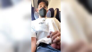 Young dude making a video masturbating on the bus