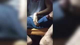 huge cock cums inside his pants