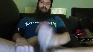 Horny lumberjack having a huge orgasm