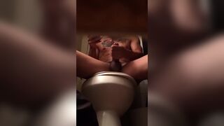 Horny skinny guy show as how he masturbates in the toilet