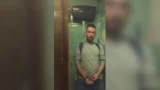 Caught a horny guy masturbating in front of me in a public toilet