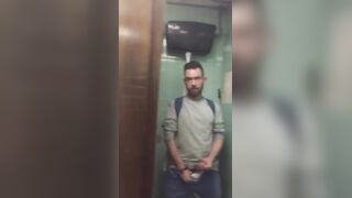 Caught a horny guy masturbating in front of me in a public toilet