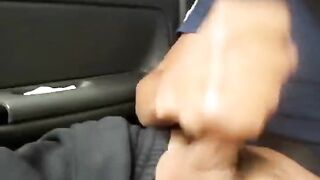 Young straight guy giving head to his gay friend in the car