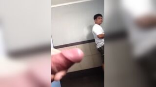 Masturbating in front of a stranger in the bathrooms mall