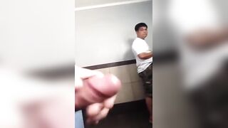Masturbating in front of a stranger in the bathrooms mall