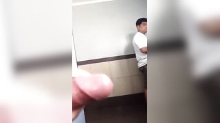 Masturbating in front of a stranger in the bathrooms mall