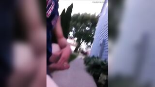 Horny young dude masturbates in front of his house