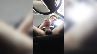 Jerking off in the car before going to work