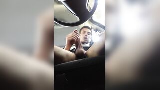 Jerking off in the car before going to work