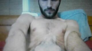 Bearded spanish dude showing his delicious fat monster