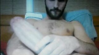 Bearded spanish dude showing his delicious fat monster