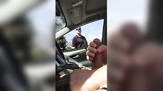 Caught stroking my cock in a parking lot