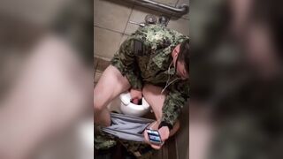 Horny Navy Sailor caught jerking