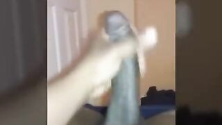 Horny nigga strokes his huge silken cock