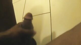 Horny young nigga puts on a show alone in a public toilet