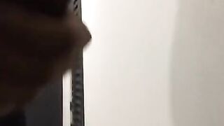 Horny guy masturbates in the bathroom during work hours