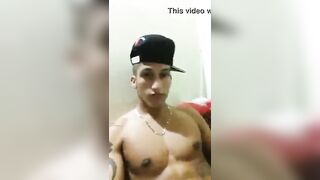 Handsome young puerto rican dude strokes his beefy fat cock