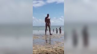 Caught Huge stick walking on the beach