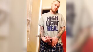 Hot tattooed guy shows off his thick cock in front of the webcam