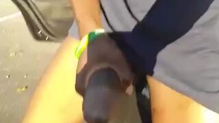 Nigga strokes his huge piece of meat outdoor