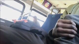 Black homeless masturbates on a public bus