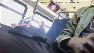 Black homeless masturbates on a public bus
