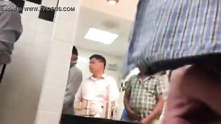 Spying a group of guys masturbate in a public bathroom