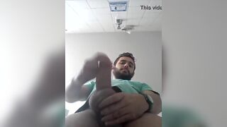 Bearded bear masturbates and spits a huge load in front of the camera