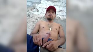 Horny mexican beats one out while waiting for work