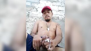 Horny mexican beats one out while waiting for work