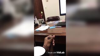 Jerking off on my boss's desk