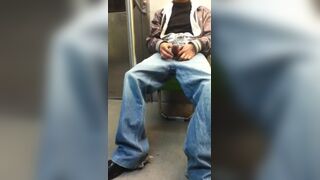 Twink caught wankinghis dick on a public train