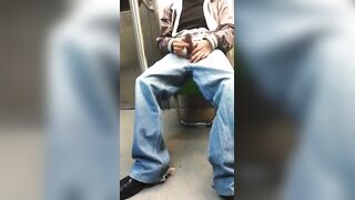 Twink caught wankinghis dick on a public train