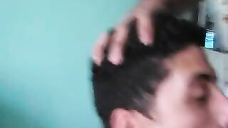 Puerto rican stud eating a huge african cock